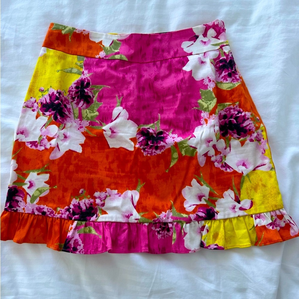 Bar III Floral Mini Skirt - Pink, Orange, Yellow